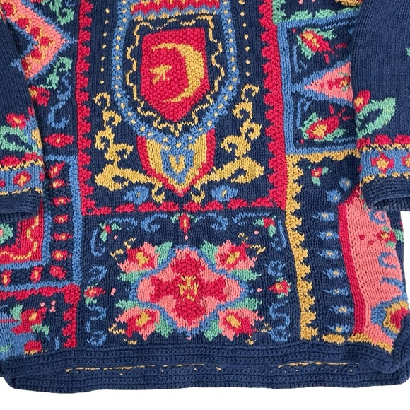 Vintage Signatures by Northern Isles Floral Hand Knit Sweater Medium - Picture 4 of 13